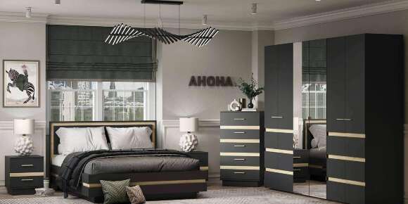 Шкаф для одежды и белья Анона, антрацит