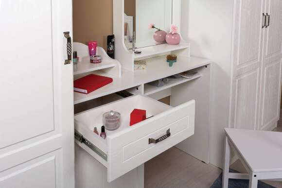 Стол туалетный Ливерпуль 12.46.01, Белый, Ясень Ваниль Стол туалетный Ливерпуль 12.46.01, Белый, Ясень Ваниль