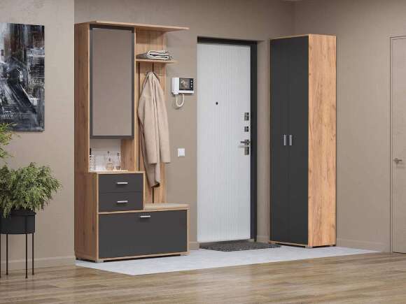 Прихожая модульная Антре 1 Дуб золотой / Диамант серый Прихожая модульная Антре 1 Дуб золотой / Диамант серый