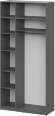 Шкаф с антресолью и наполнением (5 полок + штанга) ШК 5 (1200), Графит