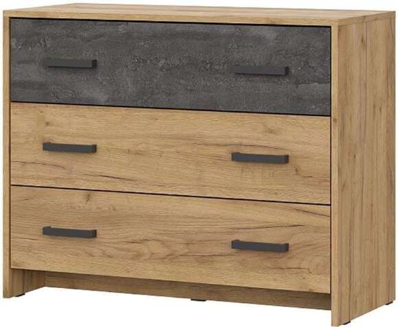 МСП 1 комод 3 ящика / Дуб Золотой/Камень темный