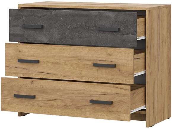 МСП 1 комод 3 ящика / Дуб Золотой/Камень темный