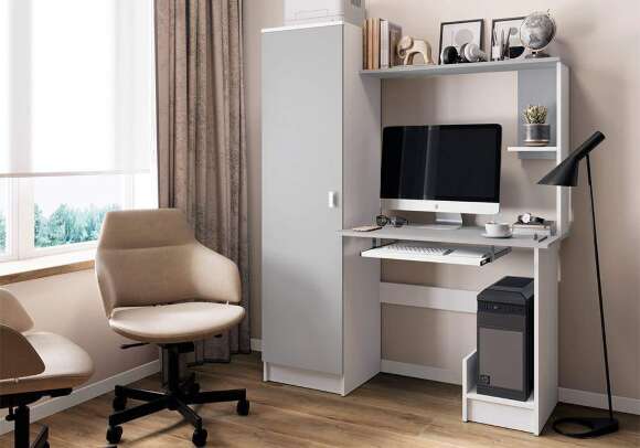 Стол компьютерный КС-004 белый / серый