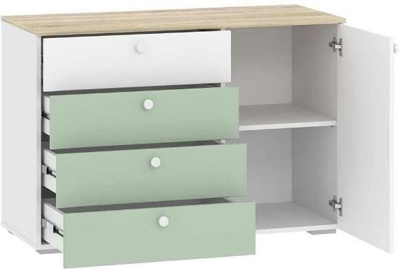 НМ 041.39 комод Банни белый/дуб сонома/макарун