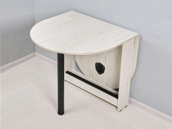 Стол раскладной овальный Черный / Дуб Крафт белый