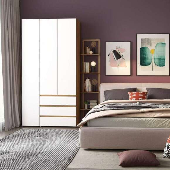 Шкаф трехстворчатый Некст 1, Дуб золотой, Белый