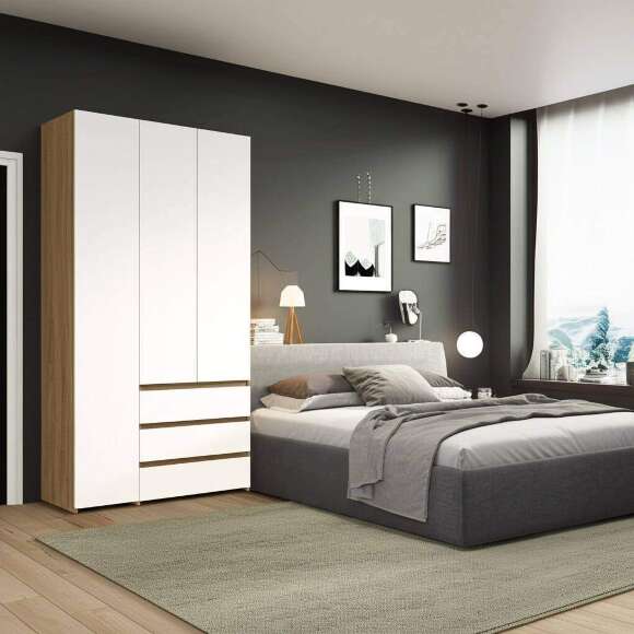 Шкаф трехстворчатый Некст 1, Дуб золотой, Белый