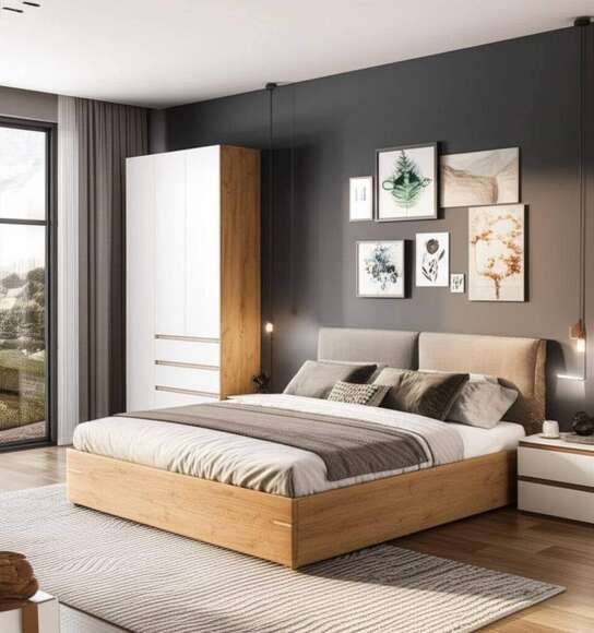 Шкаф трехстворчатый Некст 1, Дуб золотой, Белый