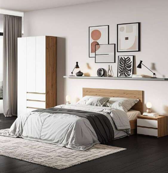 Шкаф трехстворчатый Некст 1, Дуб золотой, Белый