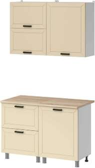 МК Аленушка 1,2м с ящ.в 2 Лилия Крем,скоба черный,сонома МК Аленушка 1,2м с ящ.в 2 Лилия Крем,скоба черный,сонома