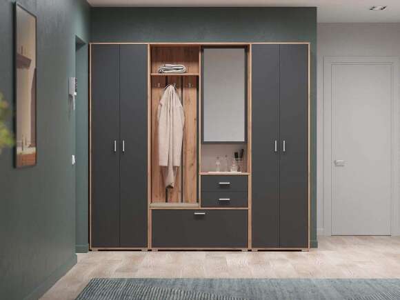 Прихожая модульная Антре 2 Дуб золотой / Диамант серый Прихожая модульная Антре 2 Дуб золотой / Диамант серый