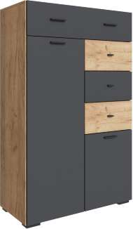 Дублин Комод дуб крафт золотой/графит серый