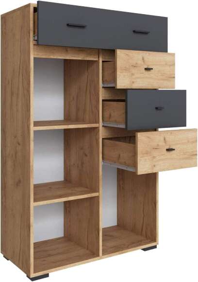 Дублин Комод дуб крафт золотой/графит серый