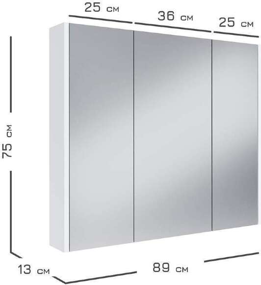 Шкаф зеркальный 16.312.05, Белый Шкаф зеркальный 16.312.05, Белый