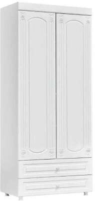 Шкаф 2-х дверный с ящиками (гл.410) Афина АФ-44 белое дерево