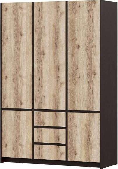 Шкаф для одежды трехстворчатый Прага, Дуб Делано