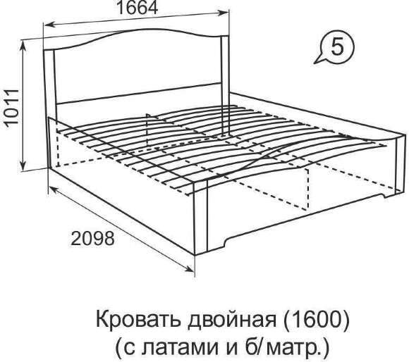 Кровать 160х200 Виктория 05 (Ижмебель) с латами
