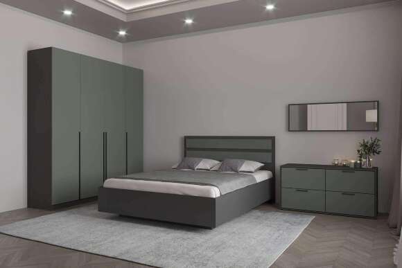 Шкаф 4-х створчатый Феникс, графит/олива софт Шкаф 4-х створчатый Феникс, графит/олива софт