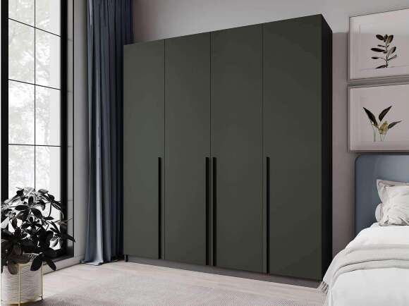 Шкаф 4-х створчатый Феникс, графит/олива софт Шкаф 4-х створчатый Феникс, графит/олива софт