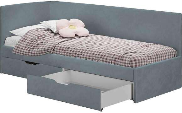 Кровать Лео КР-49, Белый, Небесно-синий