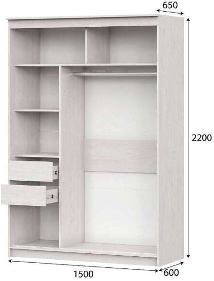 Шкаф-купе №25 1.5 м, грей сосна