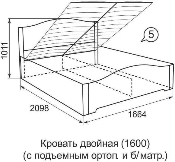 Кровать 160х200 Виктория 05 (Ижмебель) с подъемным механизмом