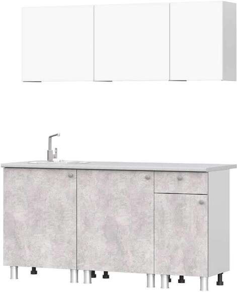 Кухонный гарнитур КГ 1 1.6 м, белый/цемент светлый Кухонный гарнитур КГ 1 1.6 м, белый/цемент светлый