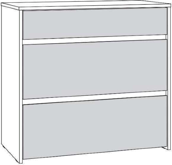 Торонто Комод 13.321 Белый PE шагрень, Стальной Серый