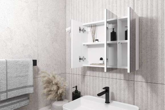 Шкаф зеркальный 16.312.08, Белый Шкаф зеркальный 16.312.08, Белый