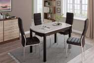 Стол обеденный Бостон-3 металл черный/белый гранит
