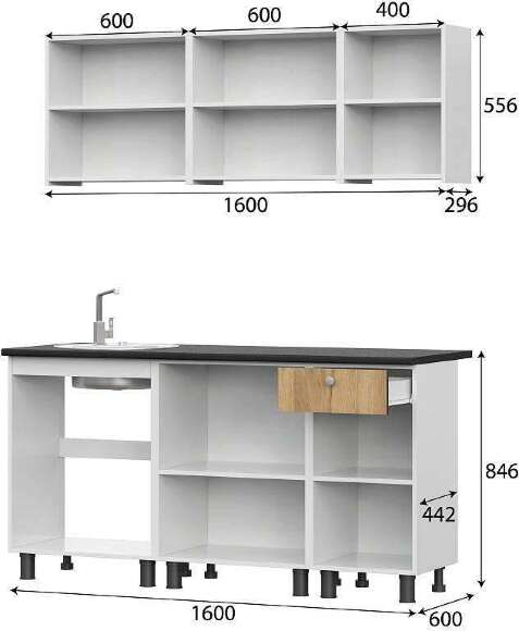 Кухонный гарнитур КГ 1 1.6 м, дуб золотой Кухонный гарнитур КГ 1 1.6 м, дуб золотой