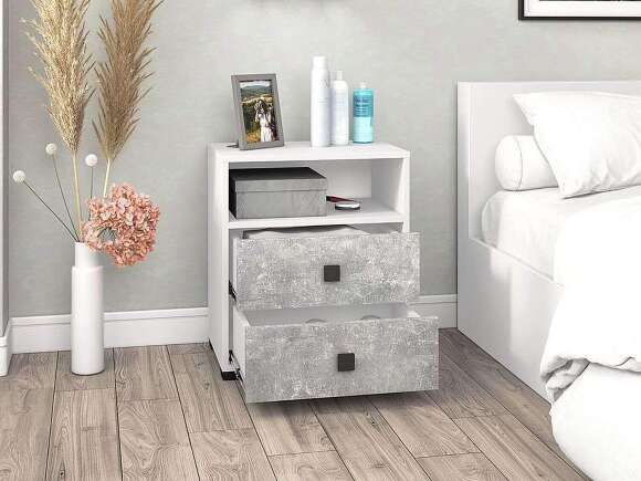 Тумба прикроватная Лаура Белый / Ателье светлое Тумба прикроватная Лаура Белый / Ателье светлое