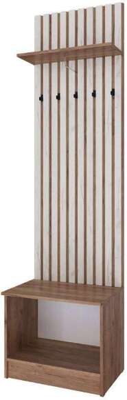 Тумба с вешалкой Кано 600 КПТВ-1, Дуб крафт табачный, Дуб крафт белый