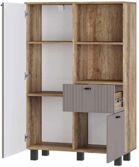 Комод с дверцами и ящиком Олива ШК-16 (БТС) Муссон софт / Дуб Каньон