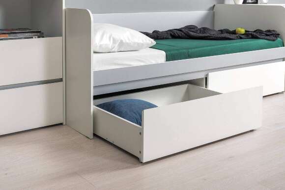 Торонто Кровать 11.39 Белый PE шагрень, Стальной Серый