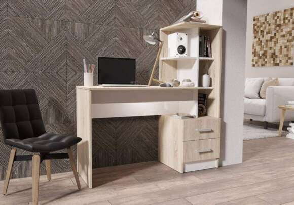 Стол компьютерный №2 дуб сонома / белый