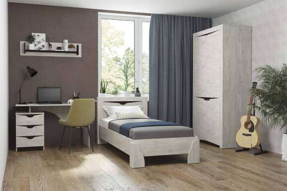 Кровать одинарная с настилом Лючия 33.07, Бетон пайн белый, Венге Кровать одинарная с настилом Лючия 33.07, Бетон пайн белый, Венге