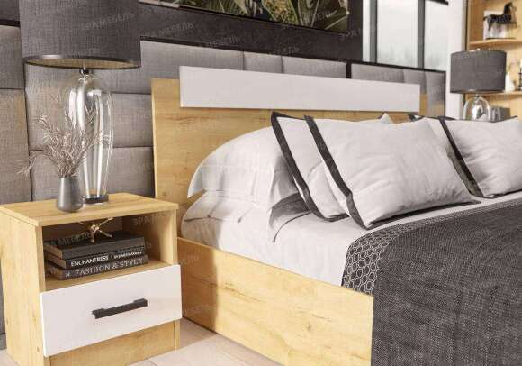 Тумба прикроватная ЭКО (Эра) Дуб Вотан/Белый