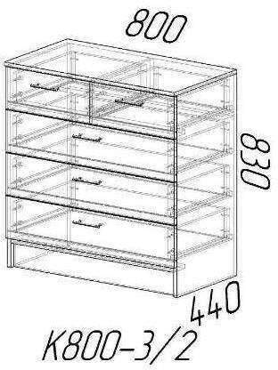 Комод с ящиками К800-3/2, белый гладкий Комод с ящиками К800-3/2, белый гладкий