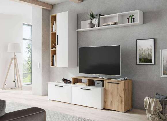 Шкаф настенный Альберо ТЭКС (Белый / Дуб Вотан)