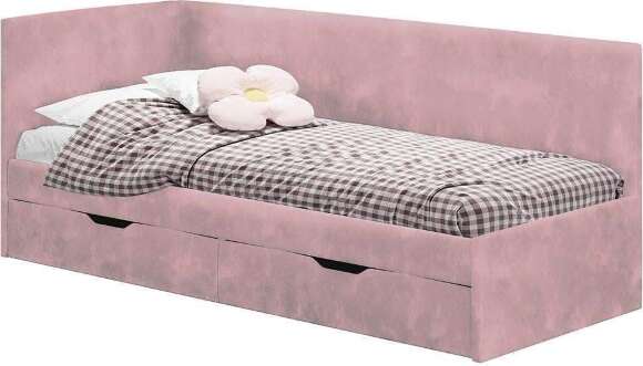 Кровать Лео КР-49, Белый, Шарли пинк Кровать Лео КР-49, Белый, Шарли пинк