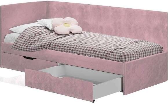 Кровать Лео КР-49, Белый, Шарли пинк Кровать Лео КР-49, Белый, Шарли пинк