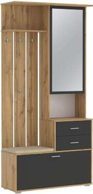 Антре шкаф для прихожей 65.08 Дуб вотан / Диамант серый Антре шкаф для прихожей 65.08 Дуб вотан / Диамант серый