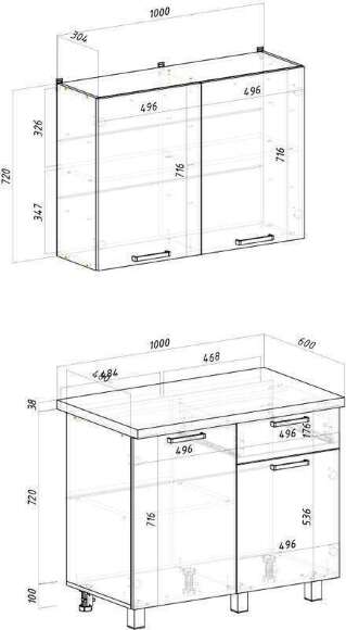 Кухня Ева, Дуб сонома, Черный янтарь