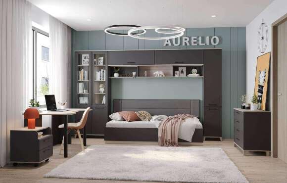 Кровать Аурелио 80, Антрацит-Блеквуд Сатиновый Кровать Аурелио 80, Антрацит-Блеквуд Сатиновый