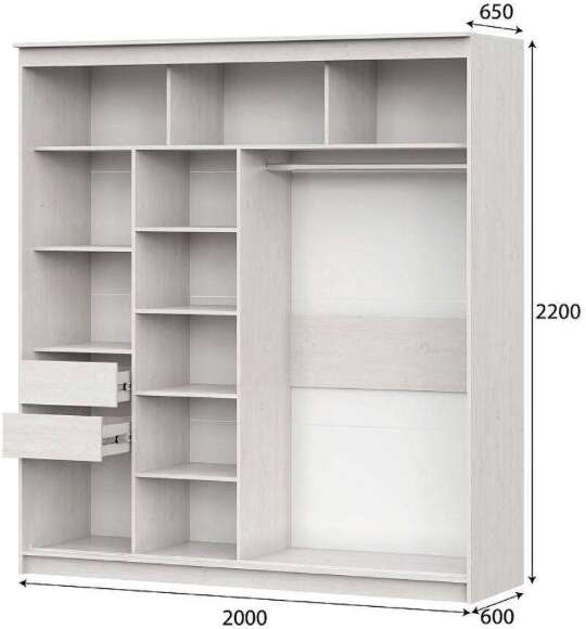 Шкаф-купе №25 2.0 м, грей сосна