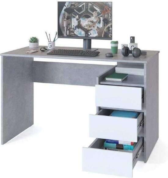 Письменный стол СПм-21 Бетон/Белый Письменный стол СПм-21 Бетон/Белый