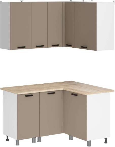 МК Аленушка Угловая Орешник Матовый Вижен,скоба черный,сонома (без столешницы) МК Аленушка Угловая Орешник Матовый Вижен,скоба черный,сонома (без столешницы)