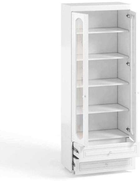 Шкаф 2-х дверный со стеклами и ящиками (гл.410) Афина АФ-46 белое дерево Шкаф 2-х дверный со стеклами и ящиками (гл.410) Афина АФ-46 белое дерево