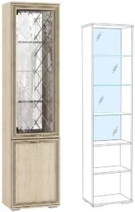 Пенал с витриной ЛШ-4 Ливорно DOMANI (Дуб Сонома) Пенал с витриной ЛШ-4 Ливорно DOMANI (Дуб Сонома)